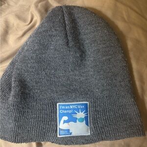 Grey NYC Health + and Hospitals I’m an NYC Vax Champ Winter Beanie Hat
